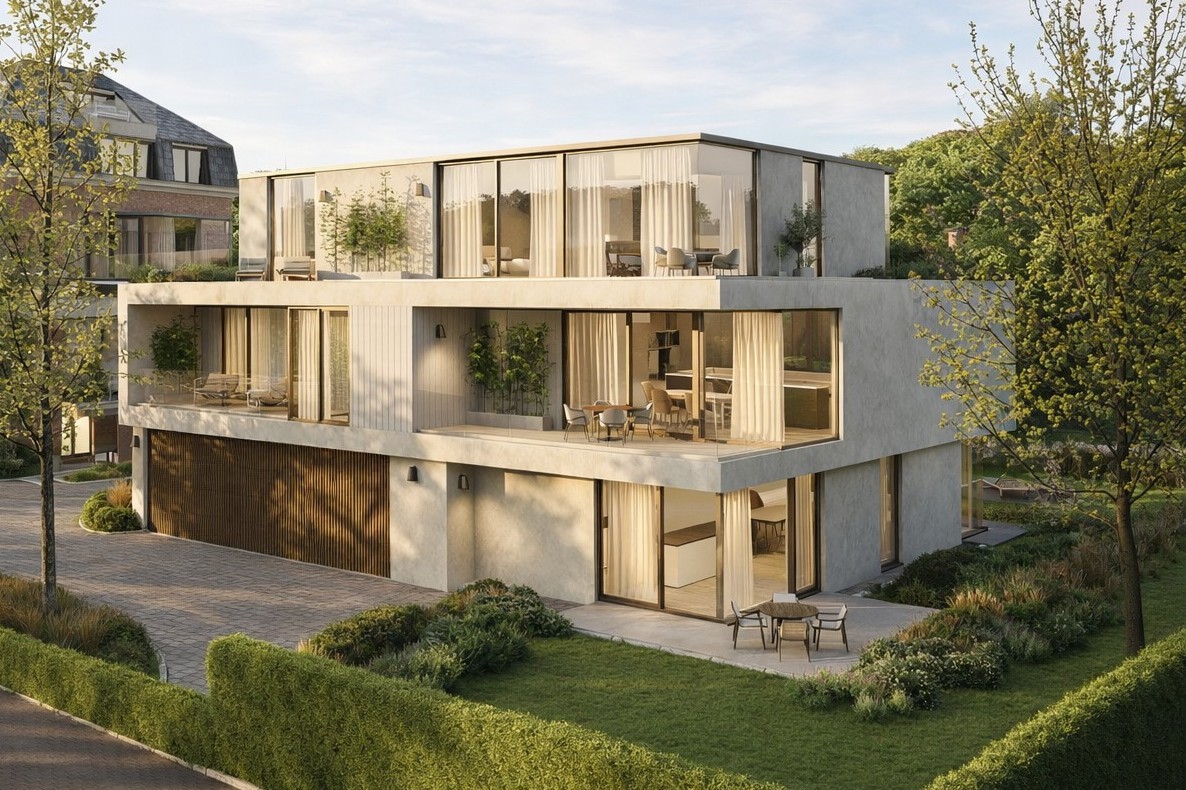 Hedendaagse nieuwbouw van Villafiore met ruime terrassen en tuin